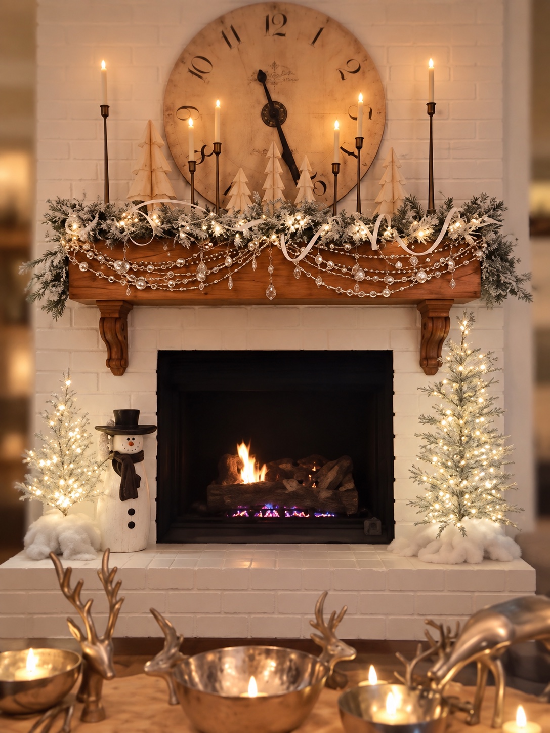 A mantel dressed for Christmas — seasonal decorating by Lori