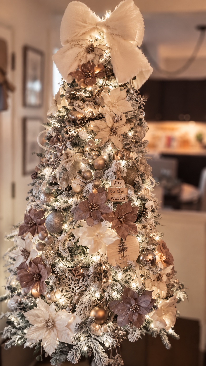 A Christmas tree in cream & gold — seasonal decorating by Lori